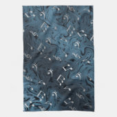 Linge De Cuisine notes de musique argentée élégantes en bleu (Vertical)