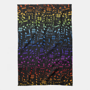 Linge De Cuisine Notes de musique colorées dansantes Amoureux de la