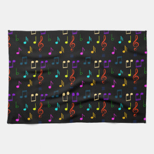 Linge De Cuisine Notes de musique colorées Musicien Art de note de