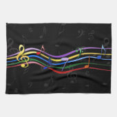 Linge De Cuisine Notes de musique couleur arc-en-ciel (Horizontal)