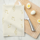 Linge De Cuisine Notes de musique crème or (Quart Plié)