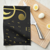 Linge De Cuisine notes de musique dorées (Quart Plié)