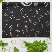 Linge De Cuisine notes de musique en argent (Plié)