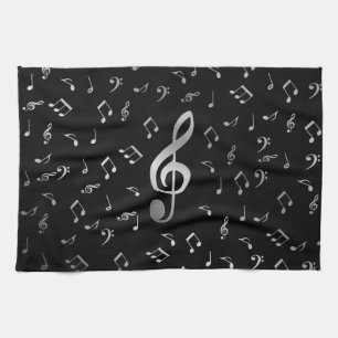 Linge De Cuisine notes de musique en argent