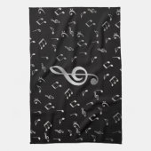 Linge De Cuisine notes de musique en argent (Vertical)
