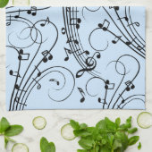 Linge De Cuisine Notes de musique fantaisie Bleu (Plié)