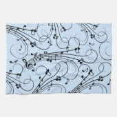 Linge De Cuisine Notes de musique fantaisie Bleu (Horizontal)