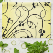 Linge De Cuisine Notes de musique fantaisie jaune (Plié)