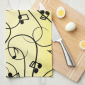 Linge De Cuisine Notes de musique fantaisie jaune (Quart Plié)