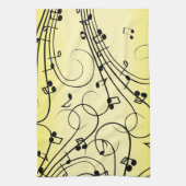 Linge De Cuisine Notes de musique fantaisie jaune (Vertical)