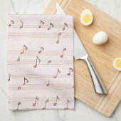 Linge De Cuisine Notes de musique rose brun rose (Quart Plié)