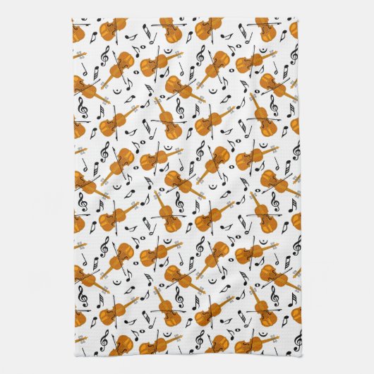 Linge De Cuisine Notes de musique violon (Vertical)