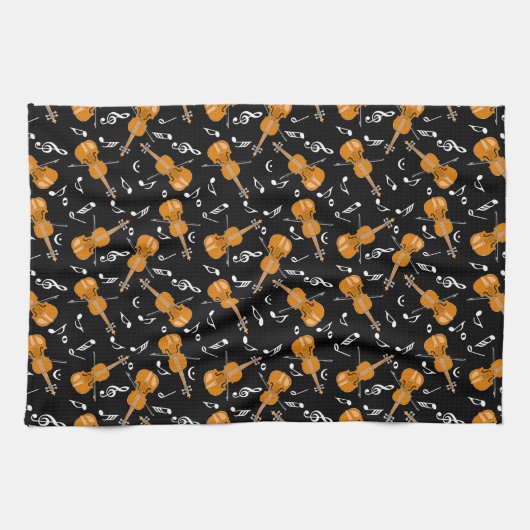 Linge De Cuisine Notes de musique violon (Horizontal)