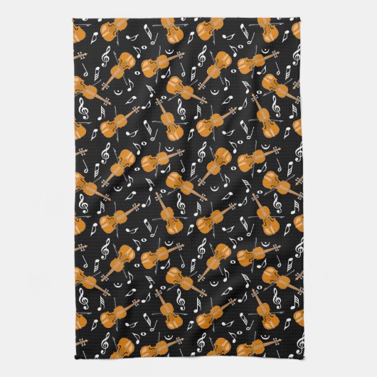 Linge De Cuisine Notes de musique violon (Vertical)