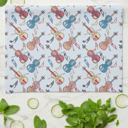 Linge De Cuisine Notes de violon et de musique (Plié)