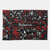 Linge De Cuisine Notes musicales blanches et noires personnalisées (Horizontal)