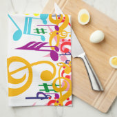 Linge De Cuisine Notes musicales brouillées colorées (Quart Plié)