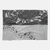 Linge De Cuisine Notes musicales modernes en noir et blanc (Horizontal)