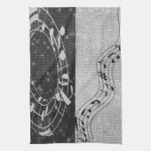 Linge De Cuisine Notes musicales modernes en noir et blanc (Vertical)