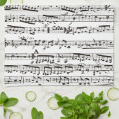 Linge De Cuisine Notes musicales noires et blanches (Plié)