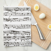 Linge De Cuisine Notes musicales noires et blanches (Quart Plié)