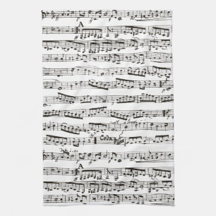 Linge De Cuisine Notes musicales noires et blanches