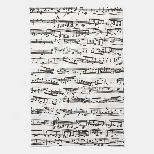 Linge De Cuisine Notes musicales noires et blanches (Vertical)