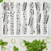 Linge De Cuisine Notes musicales noires et blanches (Plié)