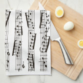 Linge De Cuisine Notes musicales noires et blanches (Quart Plié)