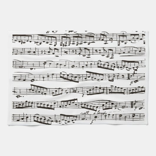 Linge De Cuisine Notes musicales noires et blanches (Horizontal)