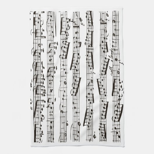 Linge De Cuisine Notes musicales noires et blanches (Vertical)