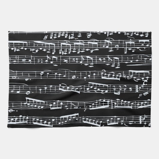 Linge De Cuisine Notes noires et blanches de musique (Horizontal)