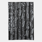 Linge De Cuisine Notes noires et blanches de musique (Vertical)