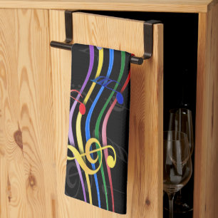 Linge De Cuisine Notes personnalisées de musique colorées par