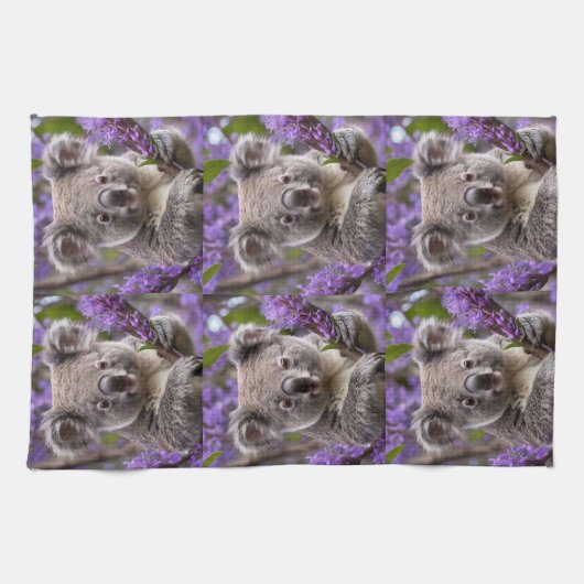 Linge De Cuisine Nounours Koala Ours Jacaranda Violet (Horizontal)