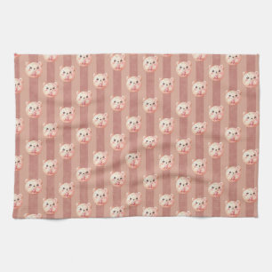 Linge De Cuisine Nounours Ours en peluche Rose Poussiéreuse et Rayu