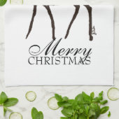 Linge De Cuisine Nourriture du Cheval de Fête avec Noël blanc (Plié)