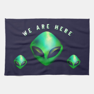Linge De Cuisine "Nous sommes ici" Tête d'alien vert