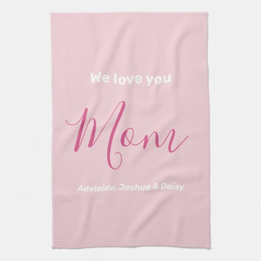 Linge De Cuisine Nous t'aimons Maman Pink Minimalist (Vertical)