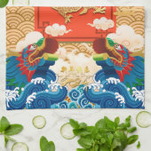 Linge De Cuisine Nouvel An chinois du Dragon 2024 Idéogramme de Fu (Plié)