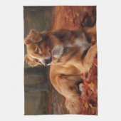 Linge De Cuisine Nouvelle-Écosse Canard Terrier À L'Automne Feuille (Vertical)