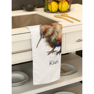 Linge De Cuisine Nouvelle-Zélande Kiwi aquarelle, personnalisable