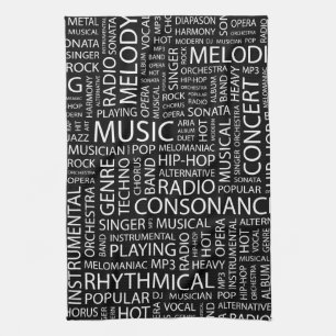 Linge De Cuisine Nuage de mot de motif de MUSIQUE