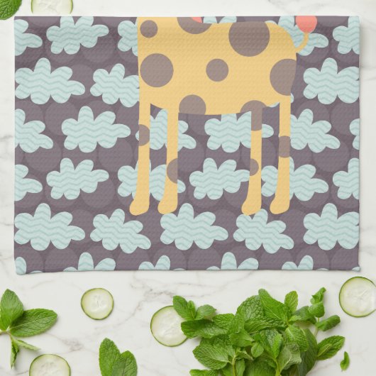 Linge De Cuisine Nuages et girafes (Plié)