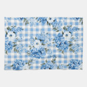 LINGE DE CUISINE NUANCES DE BLEU ET MOTIF À CARREAUX BLANC ET FLEUR (Horizontal)