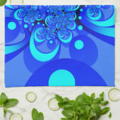 Linge De Cuisine Nuances de bleu moderne art fractal Abstrait (Plié)