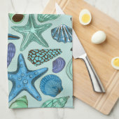 Linge De Cuisine Nuances des coquillages et du motif bleus (Quart Plié)