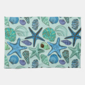 Linge De Cuisine Nuances des coquillages et du motif bleus (Horizontal)