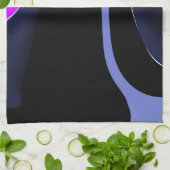 Linge De Cuisine Nuit de la Comète : Bleu Abstrait, Violet & Noir (Plié)