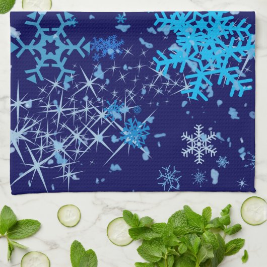 Linge De Cuisine Nuit de Noël neige (Plié)